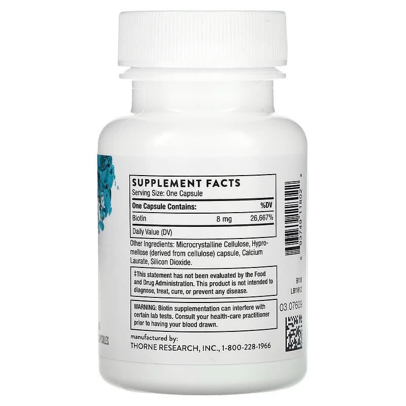Біотин Thorne Research Biotin 60 капс. 8000 мкг - фото 2