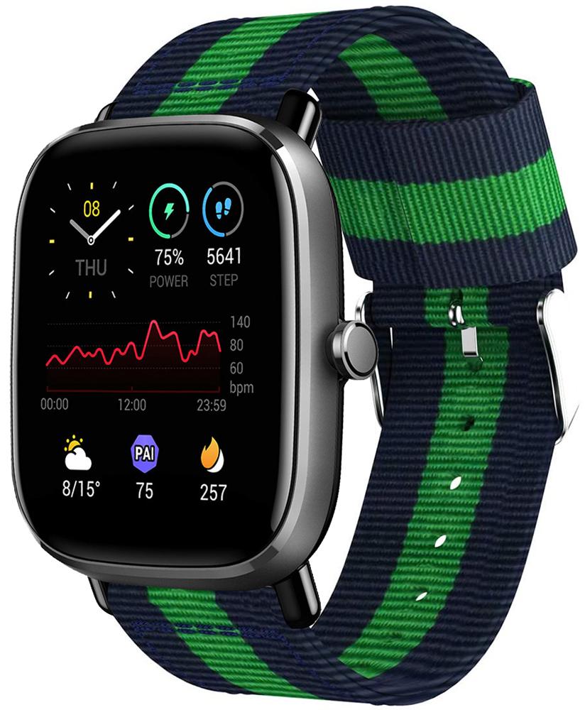 Ремешок тканевый Canvas для Amazfit GTS 2 mini Blue/Green (20572)