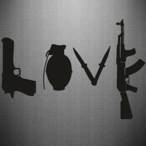 Наклейка Word love and weapons(3629634-2-99382-40 x 27.8 см.)