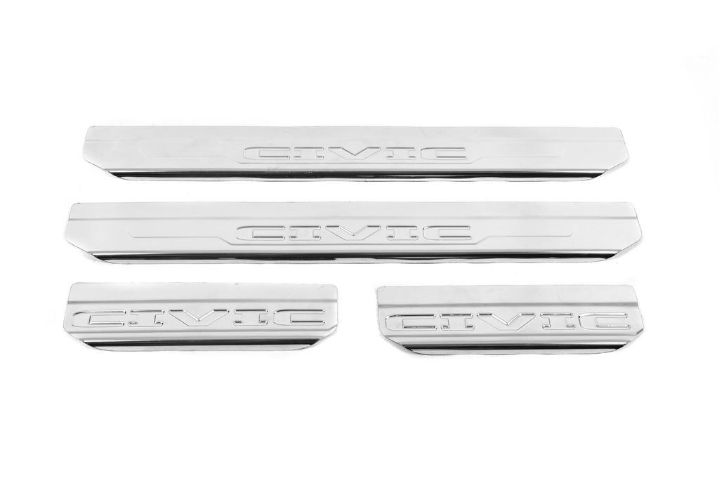 Накладки на пороги Carmos V2 для Honda Civic Sedan VIII 2006-2011 рр. нержавіюча сталь 4 шт. Хром (120041)