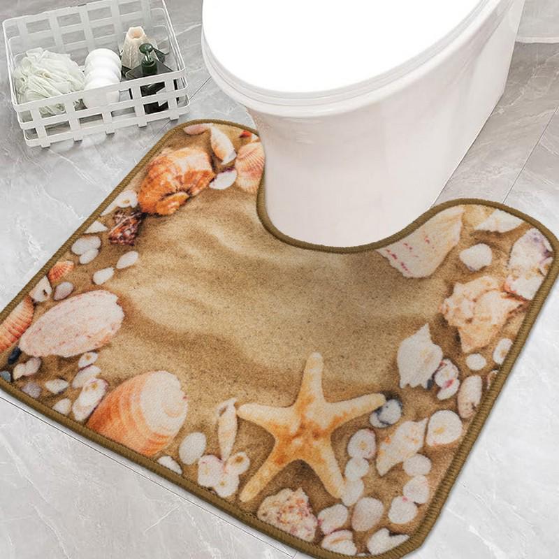 Килимок для туалету Print 213-1 на гумовій основі 57х60 см Бежевий (77117854)