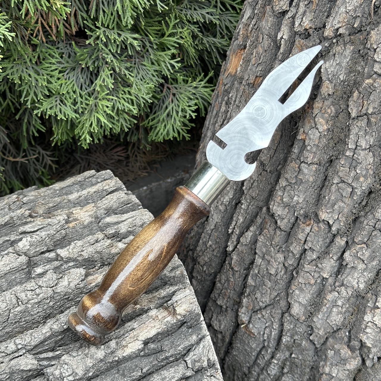 Виделка Mzavod з дерев'яною ручкою для зняття м'яса Ретро 280х3 мм (VLK-3MM-RT)