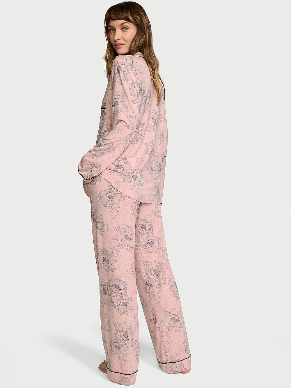 Піжама жіноча Victoria's Secret Modal Long Pajama Set модал M Рожевий (22415287) - фото 2