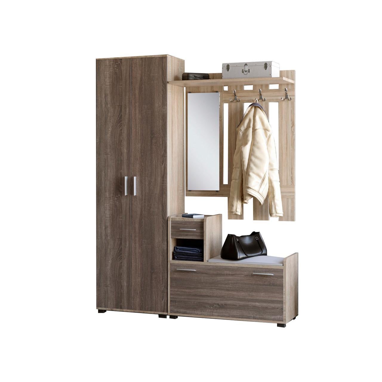 Прихожая Еверест Тандем с распашным шкафом ШП-1 и тумбой левая Сонома/Трюфель (DTM-2497)