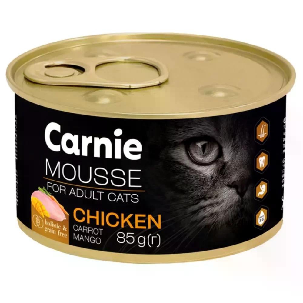 Корм для кошек влажный Carnie мусс с курицей манго морковью и желе 85 г