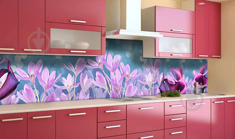 Наклейка виниловая кухонный фартук  Zatarga  "Акварельные Крокусы"  650х2500 мм