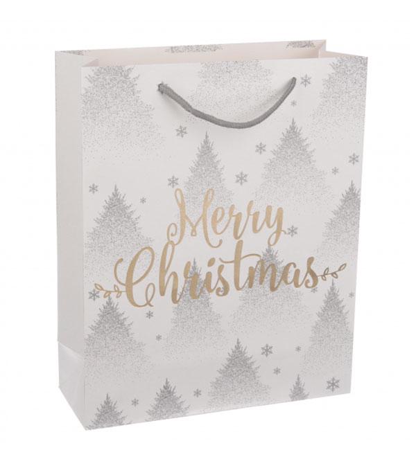 Новогодний пакет Merry Christmas 26x32x10 см Белый (414793)