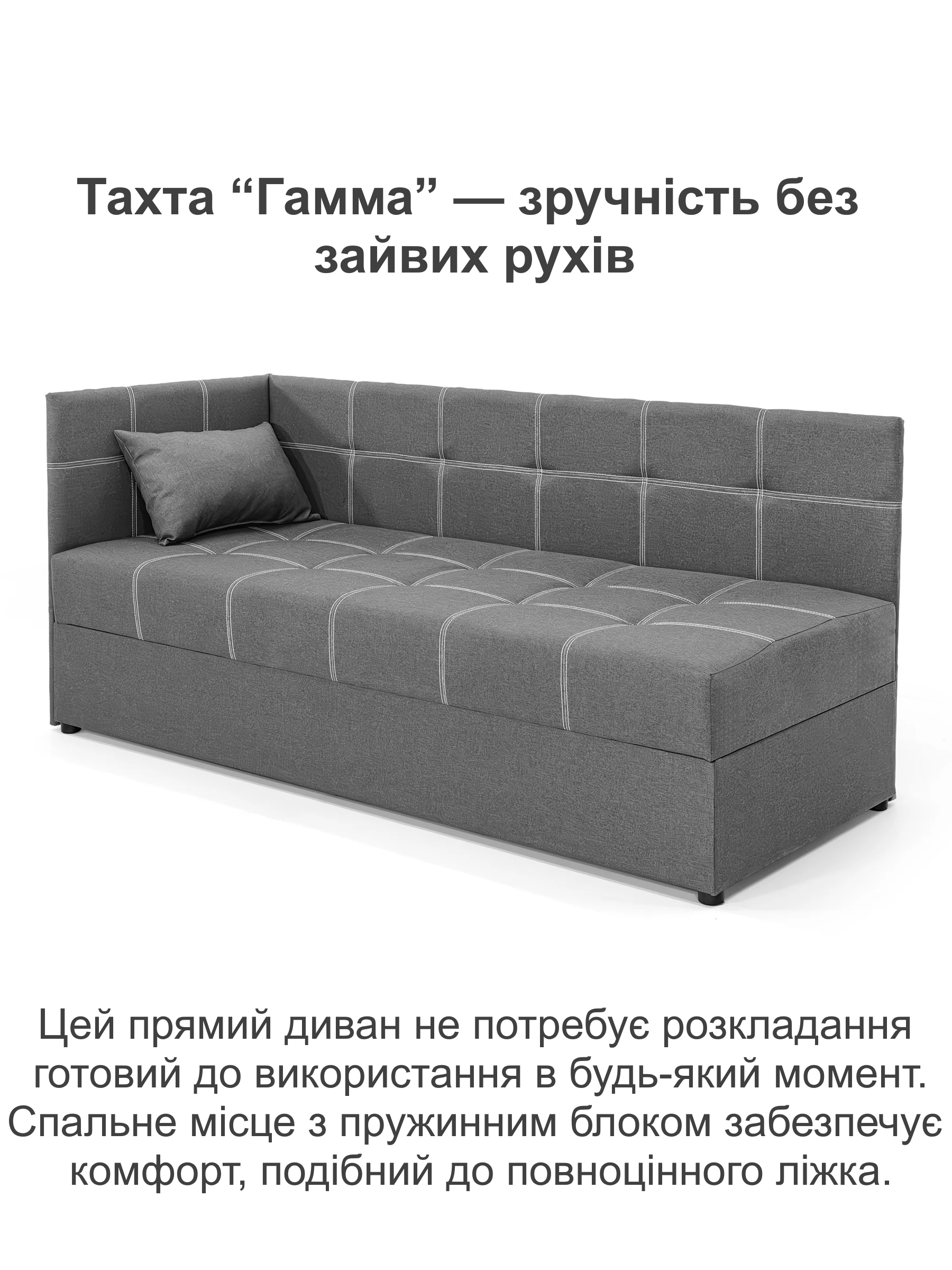 Диван-кровать Гамма 198х80 см Серый (25484945) - фото 2 Диван-кровать Гамма 198х80 см Серый (25484945) - фото 2