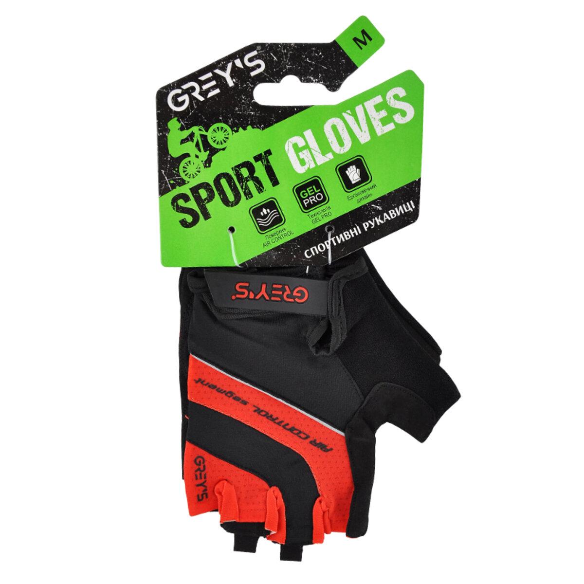 Велоперчатки детские GREY'S короткие с гелевыми вставками M Черно-красный (GR18332)