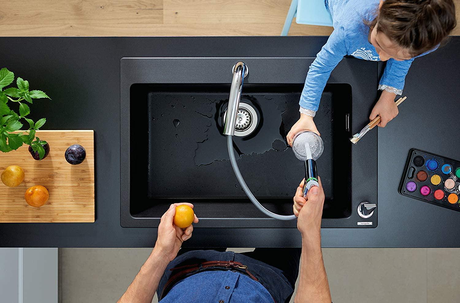 Смеситель для кухни на 2 отверстия Hansgrohe Metris M71 73804000 с видвижной лейкой Хром (142426) - фото 8