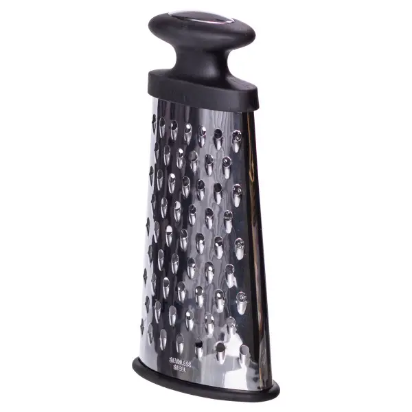 Терка кухонная пирамида ручная 2-сторонняя с 3 режущими поверхностями 8х15х24 см Серебристо-черный (HP-8-15)