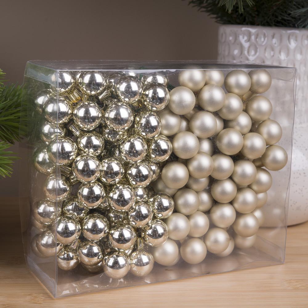 Кулі новорічні на дроті з скла в коробці Шампань (2603-8)