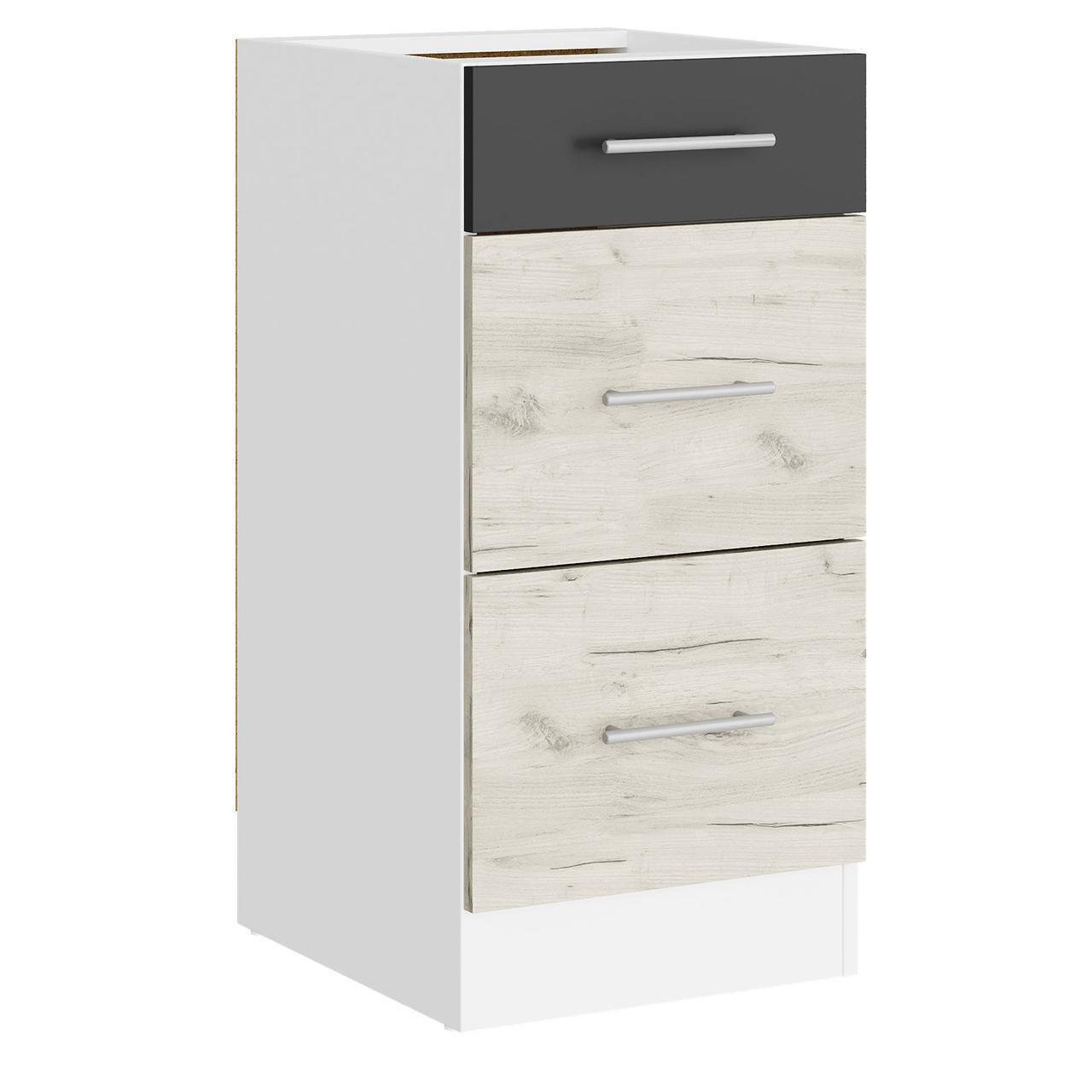 Кухня секция Еверест Эко Новая 40 Низ 3 ящика 400х456х820 мм Белый/Крафт Белый/Графитовый (eko-460)