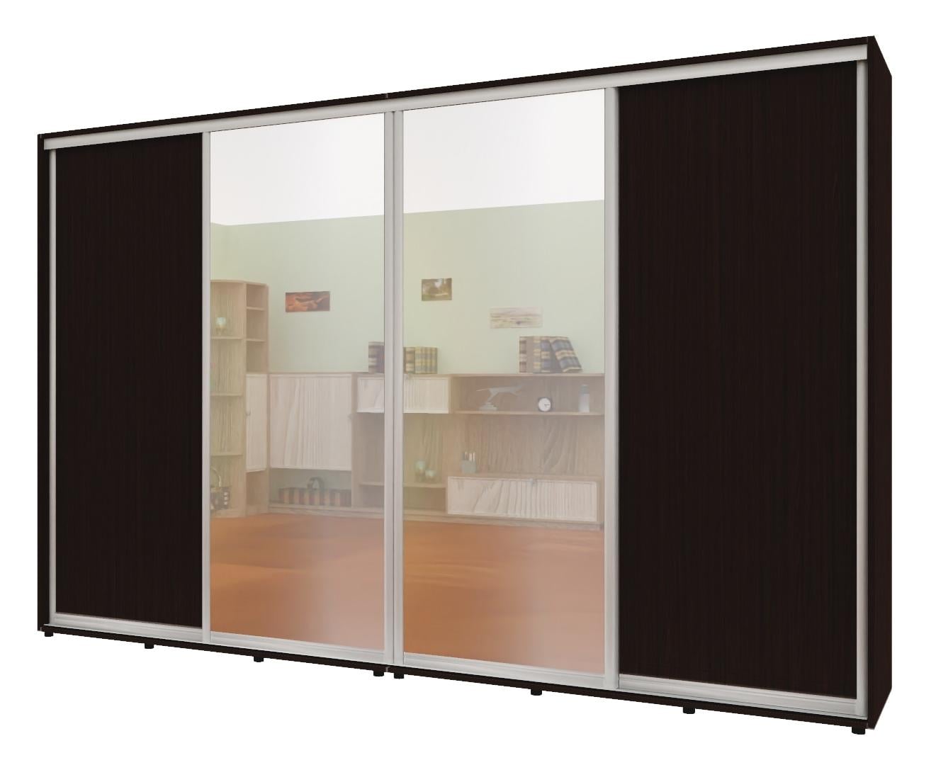 Шкаф-купе четырехдверный Комфорт Мебель ДСП/Зеркало/Зеркало/ДСП Макси 380х60х240 см Венге