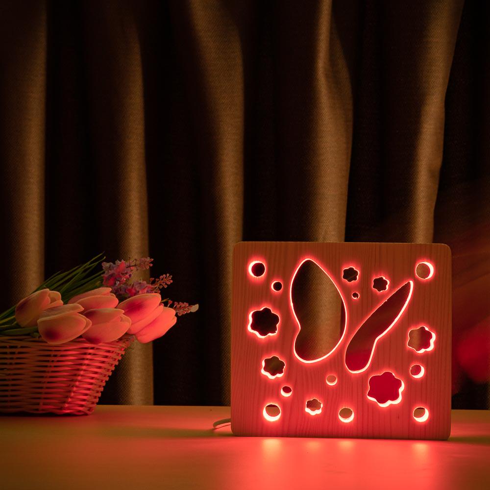 Светильник ночник из дерева LED Бабочка с пультом и регулировкой цвета Светильник ночник из дерева LED Бабочка с пультом и регулировкой цвета