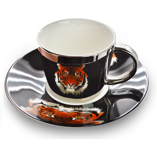 Чашка с блюдцем Stenson Тигр R88433 230 мл