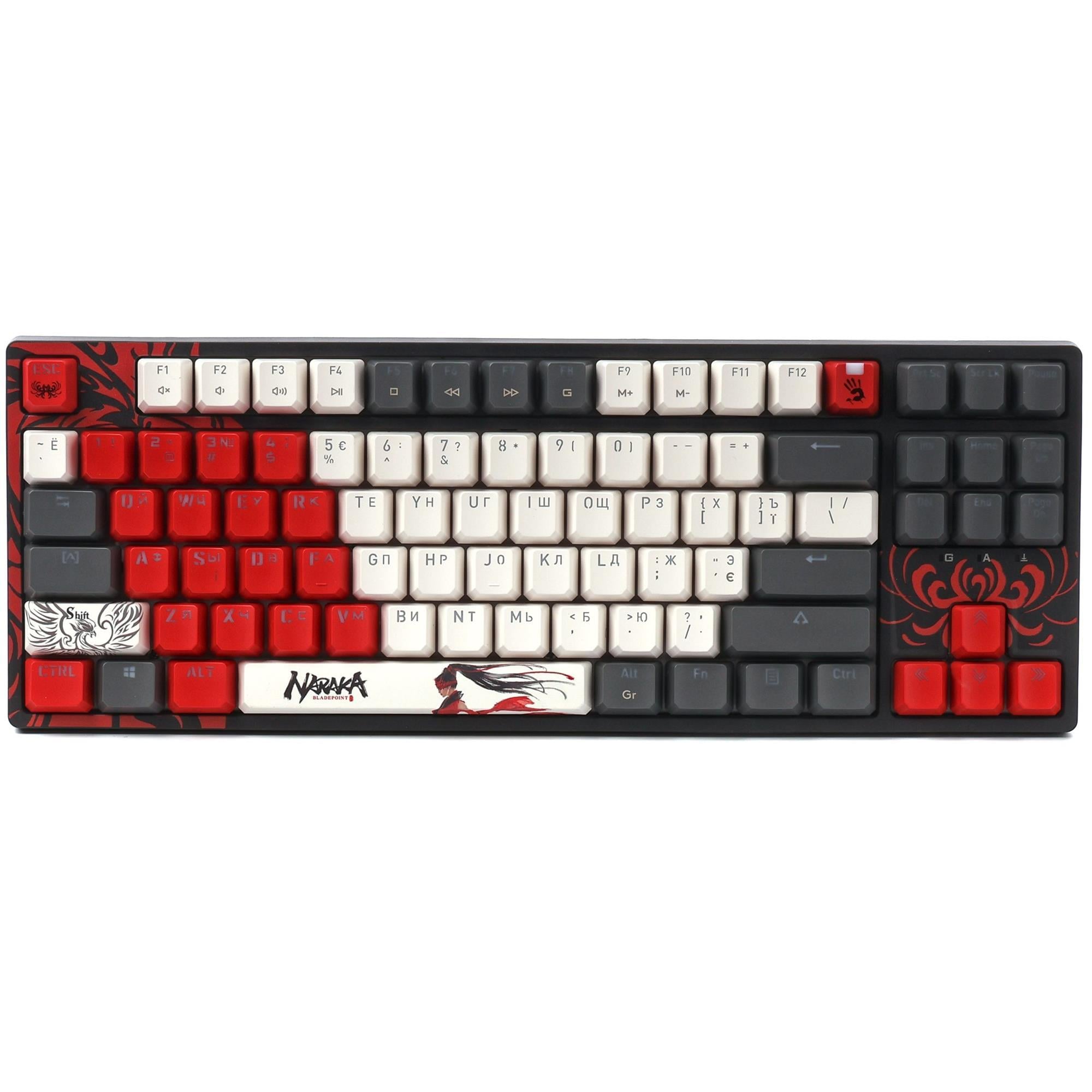 Клавіатура ігрова механічна BLOODY S87 Naraka 87 клавіш Red Switch USB RGB Black/Red (35227113)