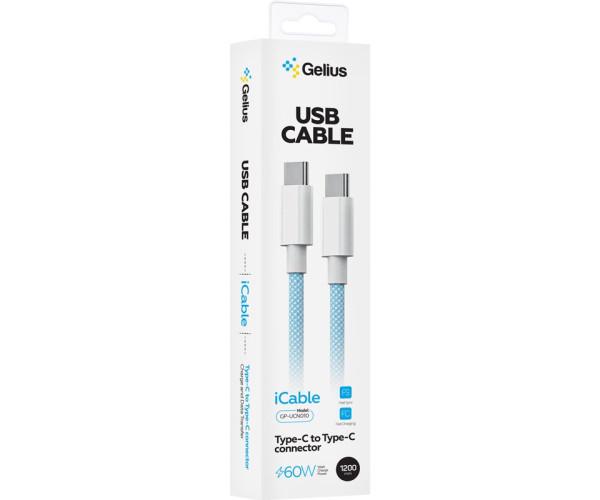 Кабель Data Gelius iCable GP-UCN010 Type-C-Type-C 1,2 м 60W Light Blue (0100000099414) - фото 2