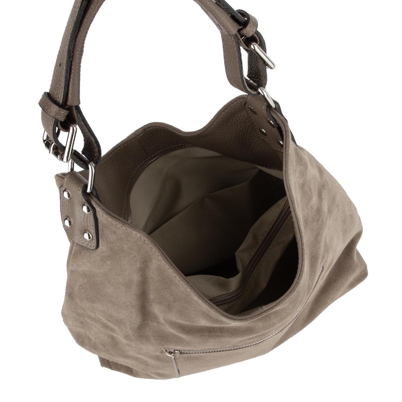 Сумка-шопер жіноча Virginia Conti 03735 замшева Темний тауп (2738280014) - фото 5 Сумка-шопер жіноча Virginia Conti 03735 замшева Темний тауп (2738280014) - фото 5