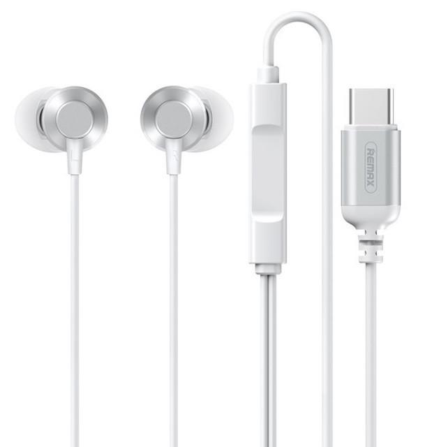 Наушники проводные REMAX Metal Wired Earphone Type-C RM-512a Silver