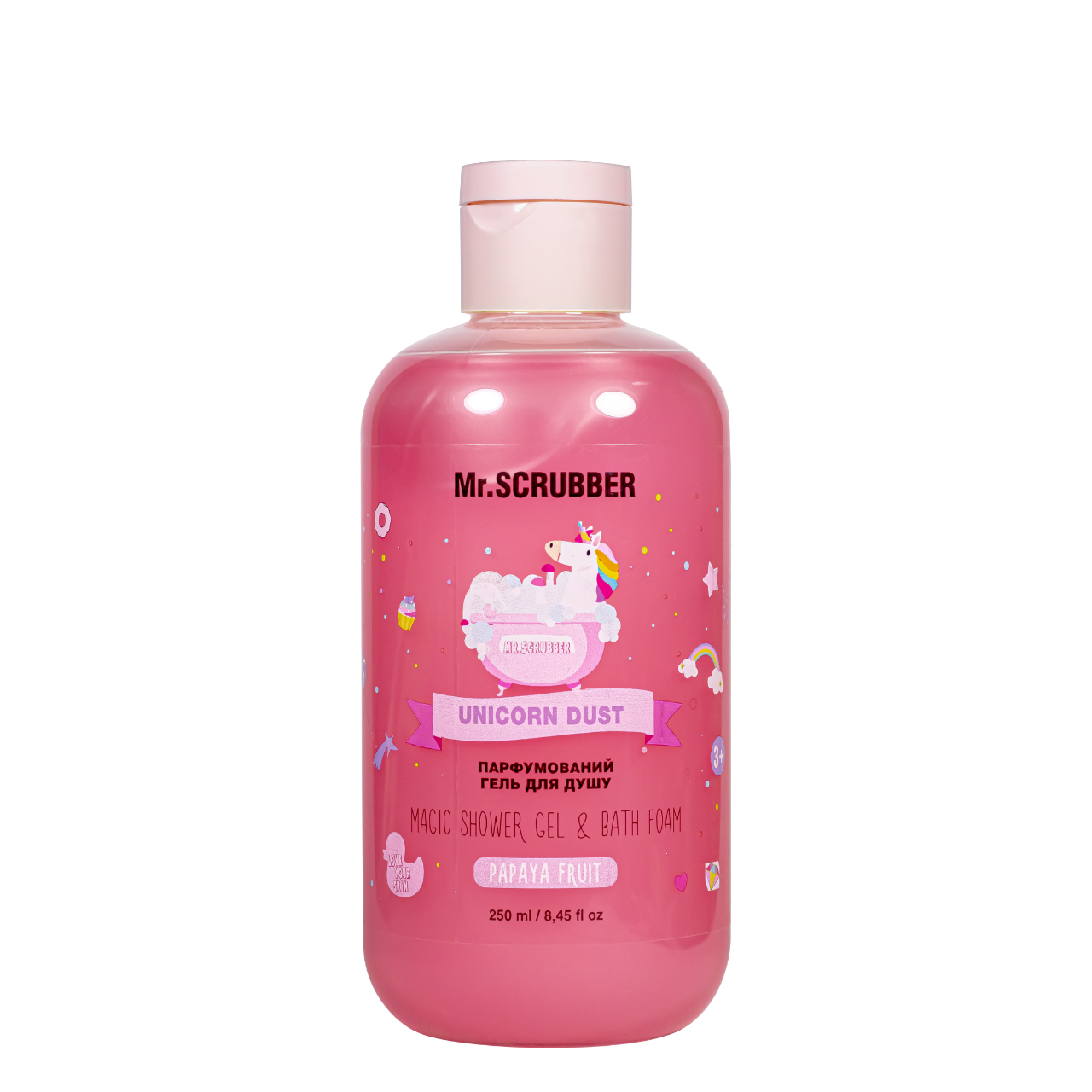 Гель для душу та пінка для купання Mr. Scrubber Unicorn Dust Papaya Fruit 2в1 від 3 років 250 мл