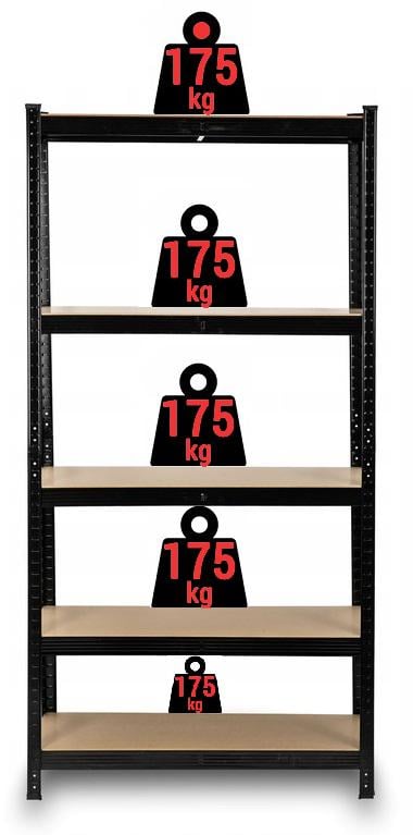 Стелаж металевий Siker GoodTool P9040 5 полиць 180х90х40 см Чорний (3900) - фото 10