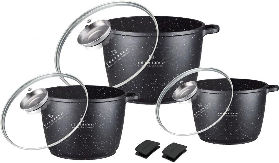 Набір казанів Edenberg EB-8189 з мармуровим покриттям 6,2/10,0/13,0 л 6 пр. (27922725) Набір казанів Edenberg EB-8189 з мармуровим покриттям 6,2/10,0/13,0 л 6 пр. (27922725)