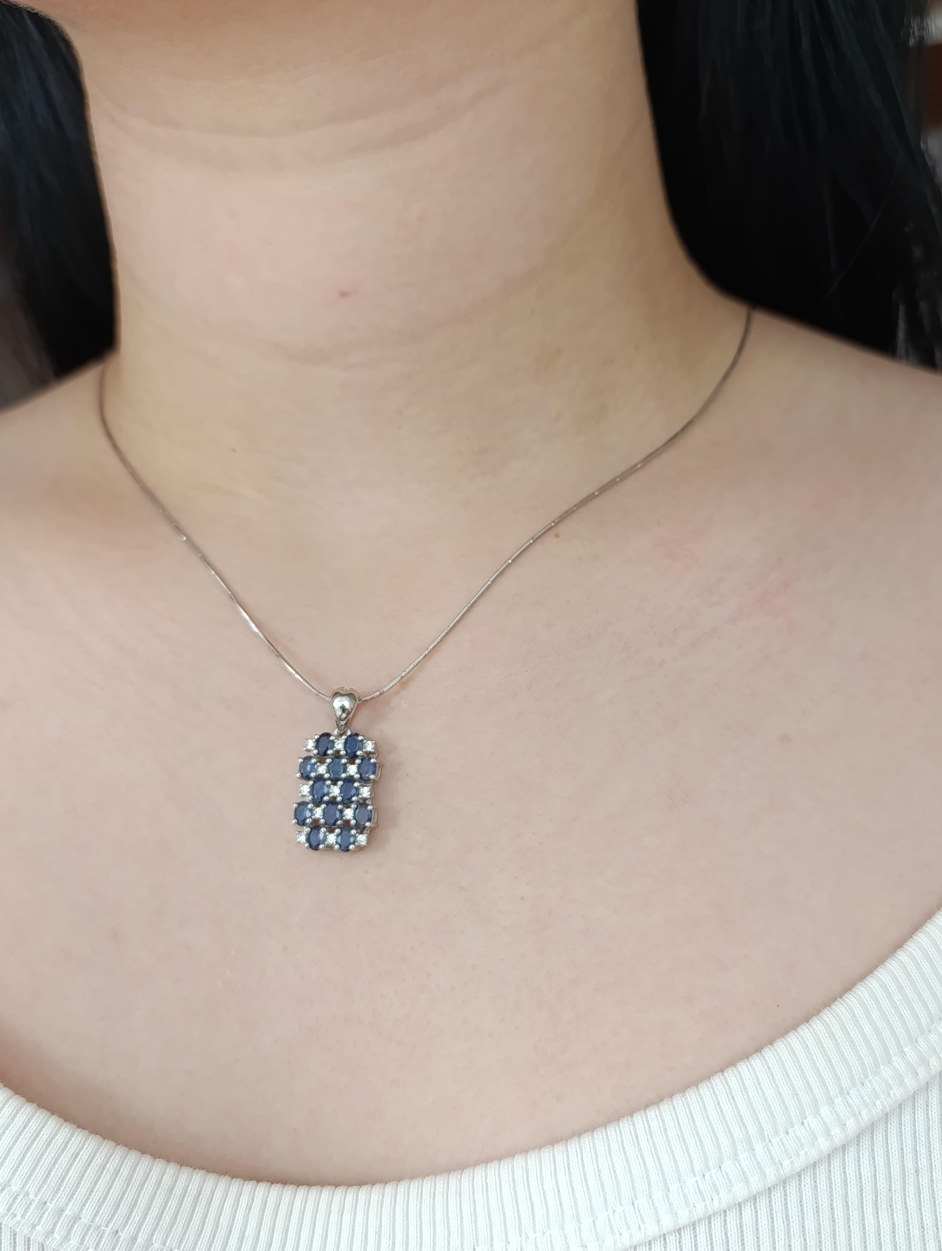 Серебряная подвеска с сапфиром и цирконием (Р333-сф) - фото 8
