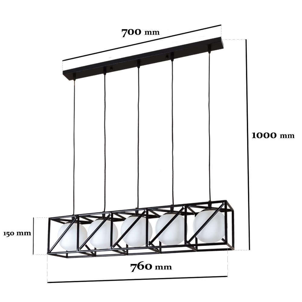 Люстра 761CT05-5 BK+WH Чорний/Білий (LVS4584) - фото 2 Люстра 761CT05-5 BK+WH Чорний/Білий (LVS4584) - фото 2