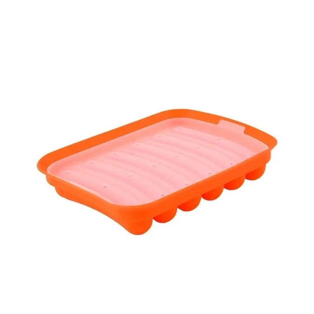 Форма силиконовая для приготовления и запекания сосисок и колбасок из фарша на 6 ячеек Оранжевый