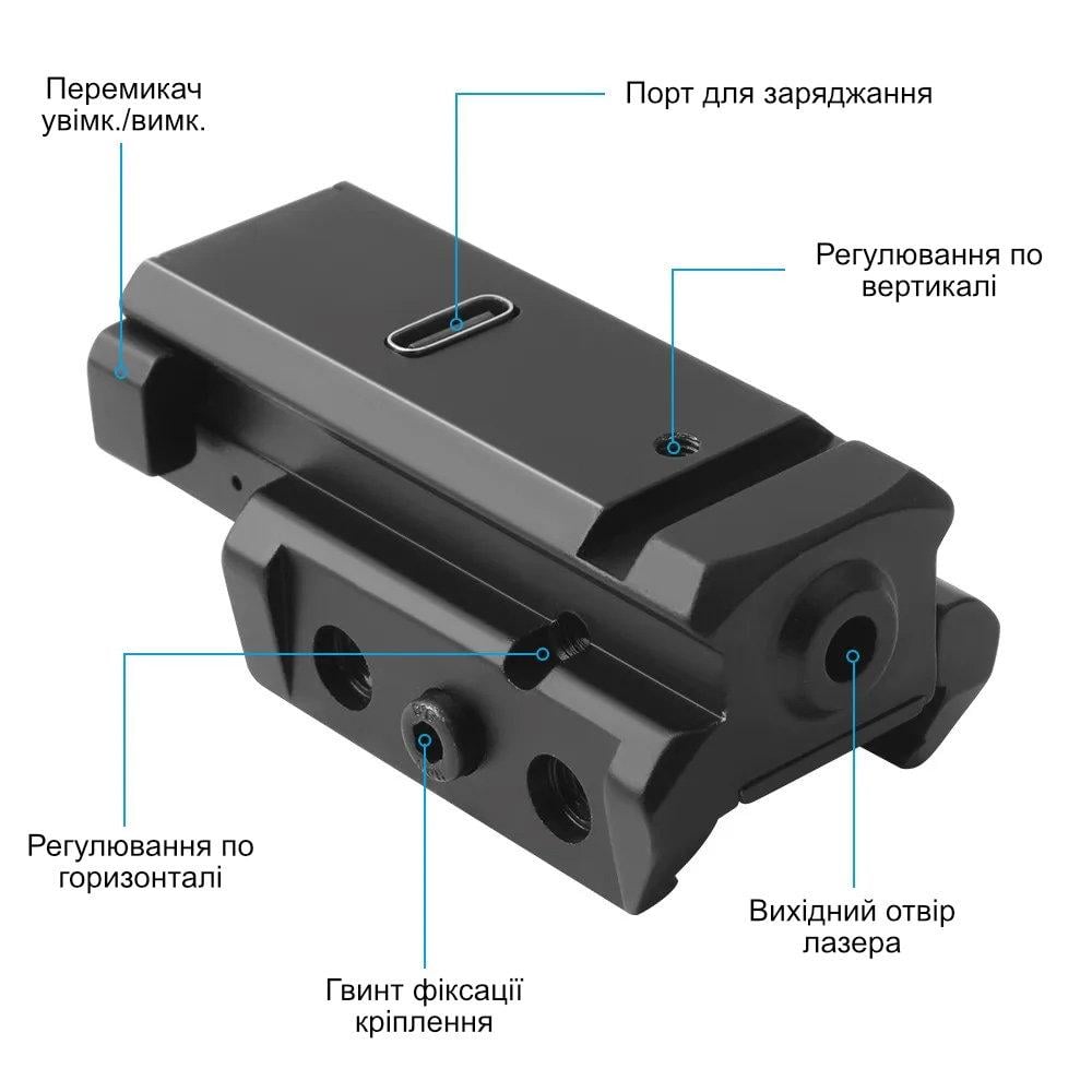 Целеуказатель лазерный Spina Optics LS64R красный луч крепления Picatinny (245871) - фото 8