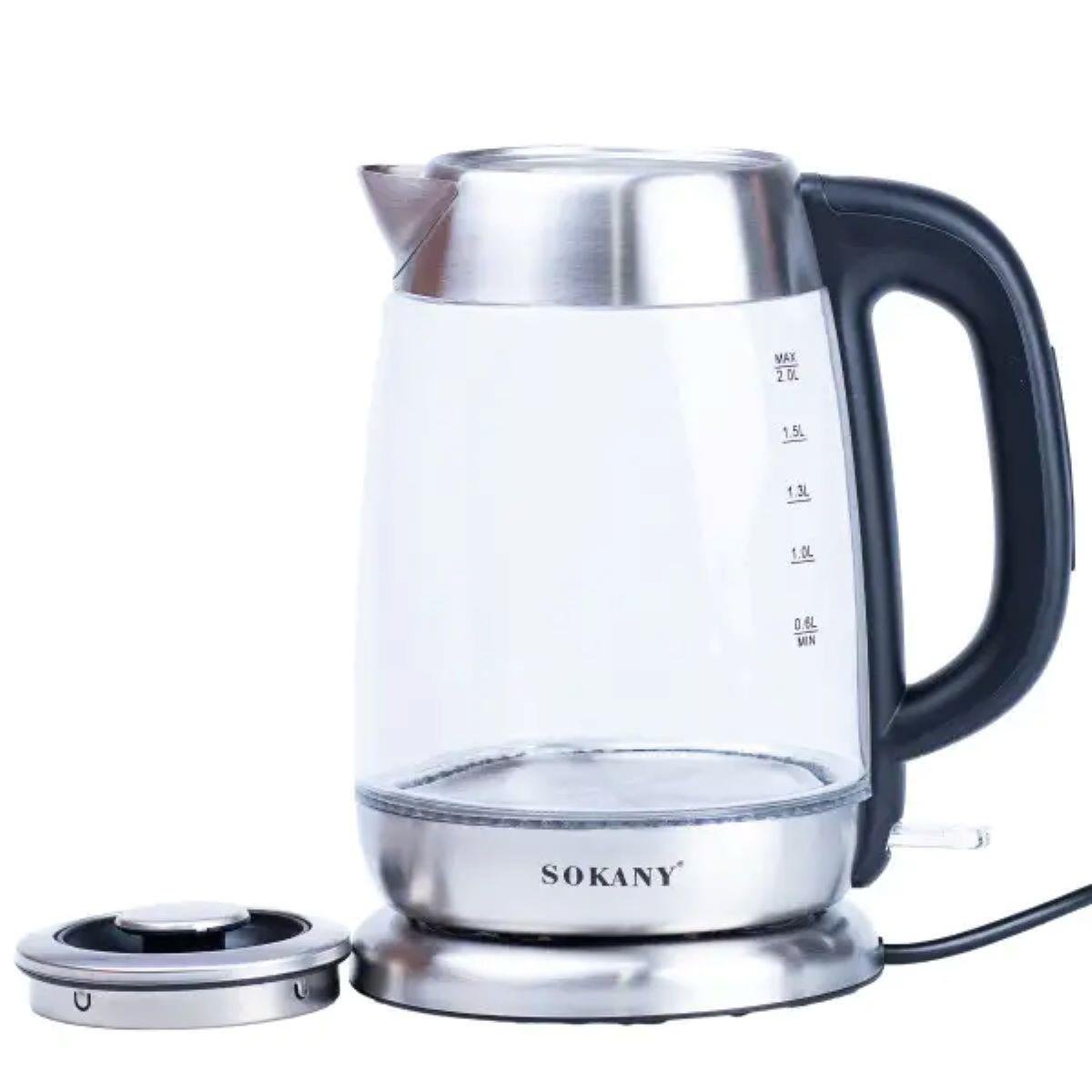 Электрочайник Sokany SK-SH-1069 Electric Kettle 2000W 2 л Прозрачный (3918)