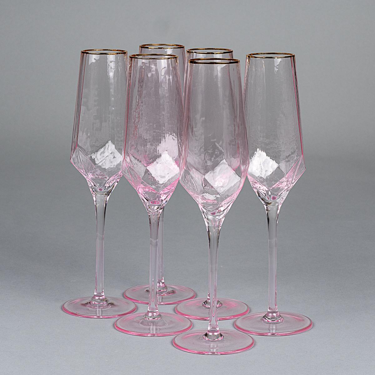 Комплект бокалов для шампанского Elisey кварц 6 шт. Розовый (8507-004)
