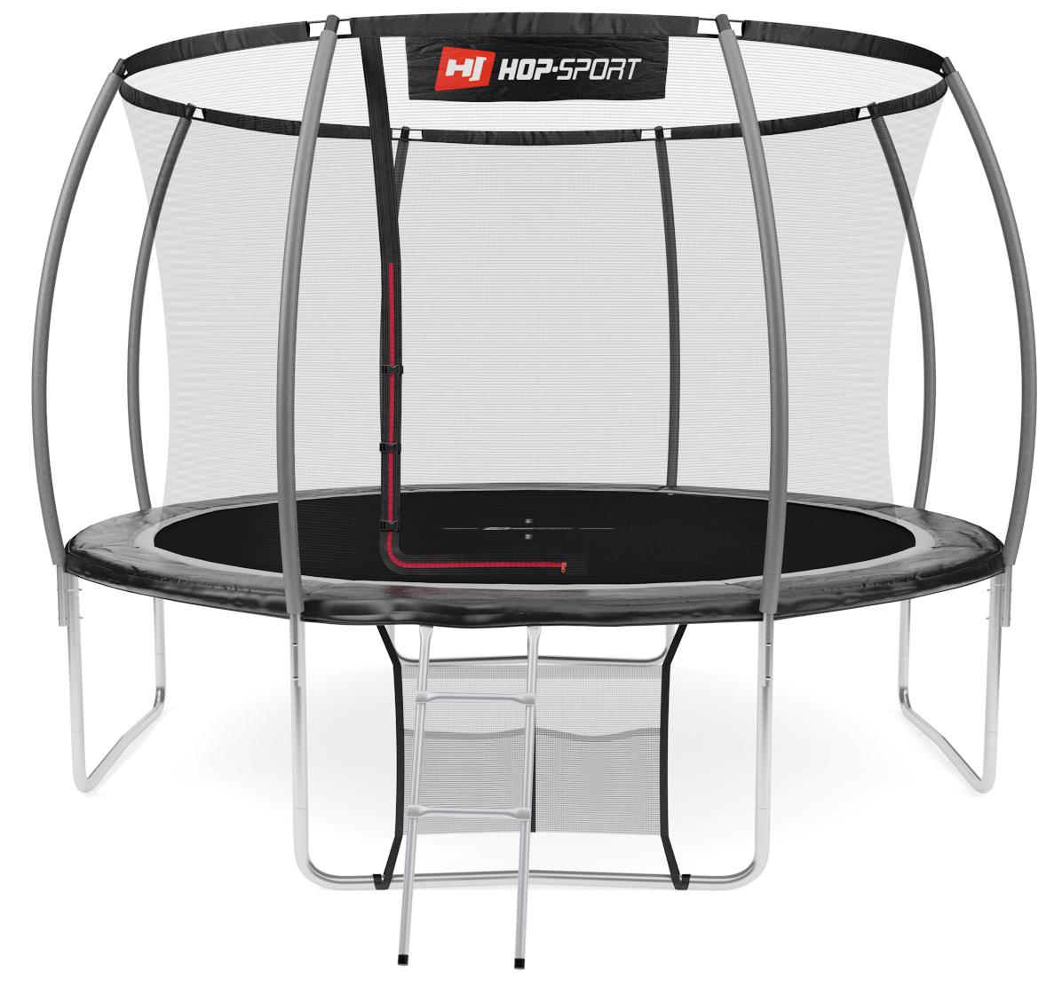 Батут Hop-Sport Premium 12ft 366 см із внутрішньою сіткою Чорно-сірий - фото 4