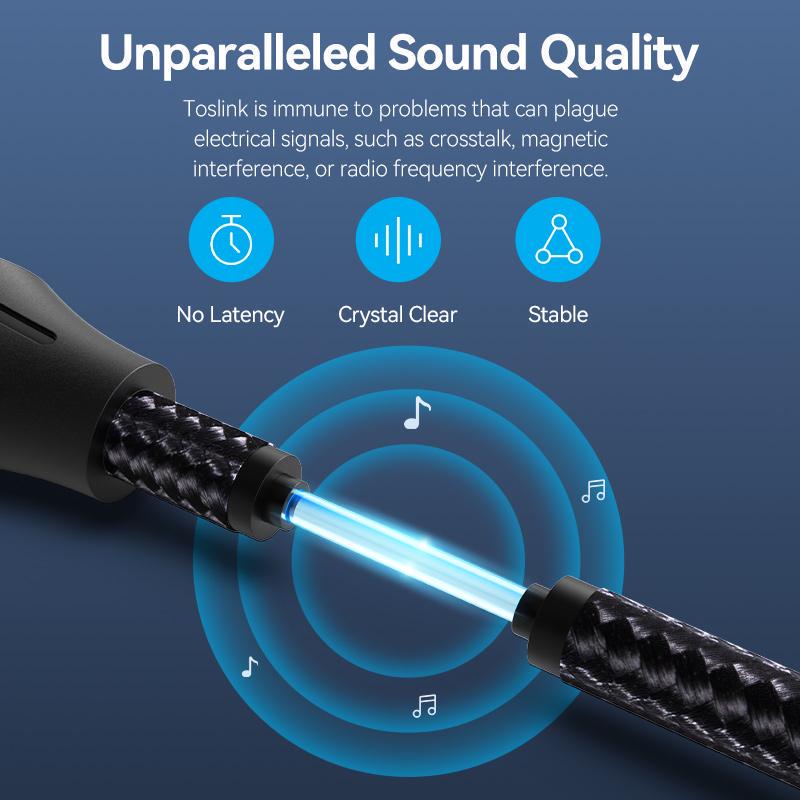 Кабель оптичний Vention Toslink SPDIF Аудіо нейлонове обплетення 1 м Чорний (BAVBF) - фото 5