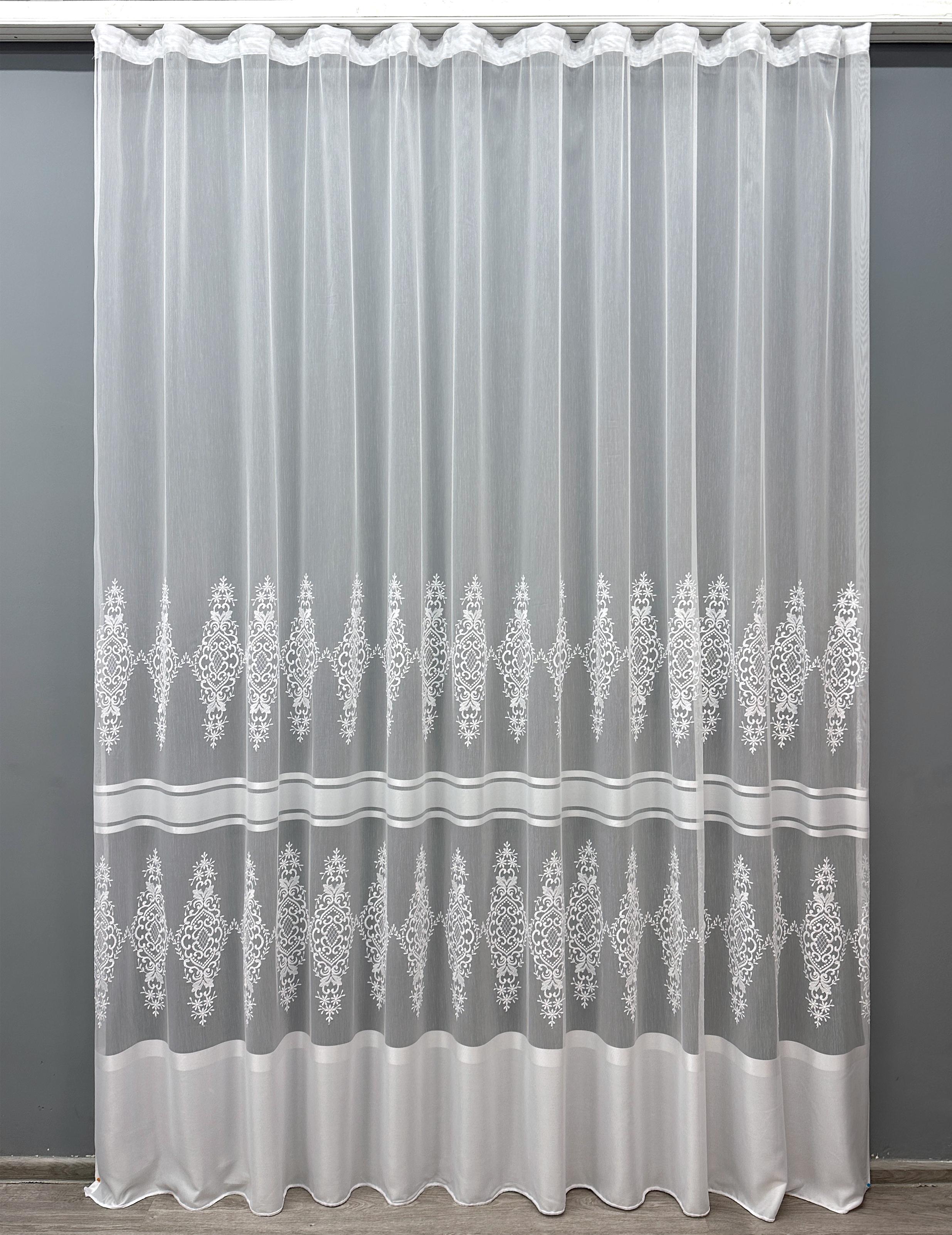 Тюль VR-Textil 1703т Бамбук з вишивкою та люрексом 300х270 см Білий (42-0716)