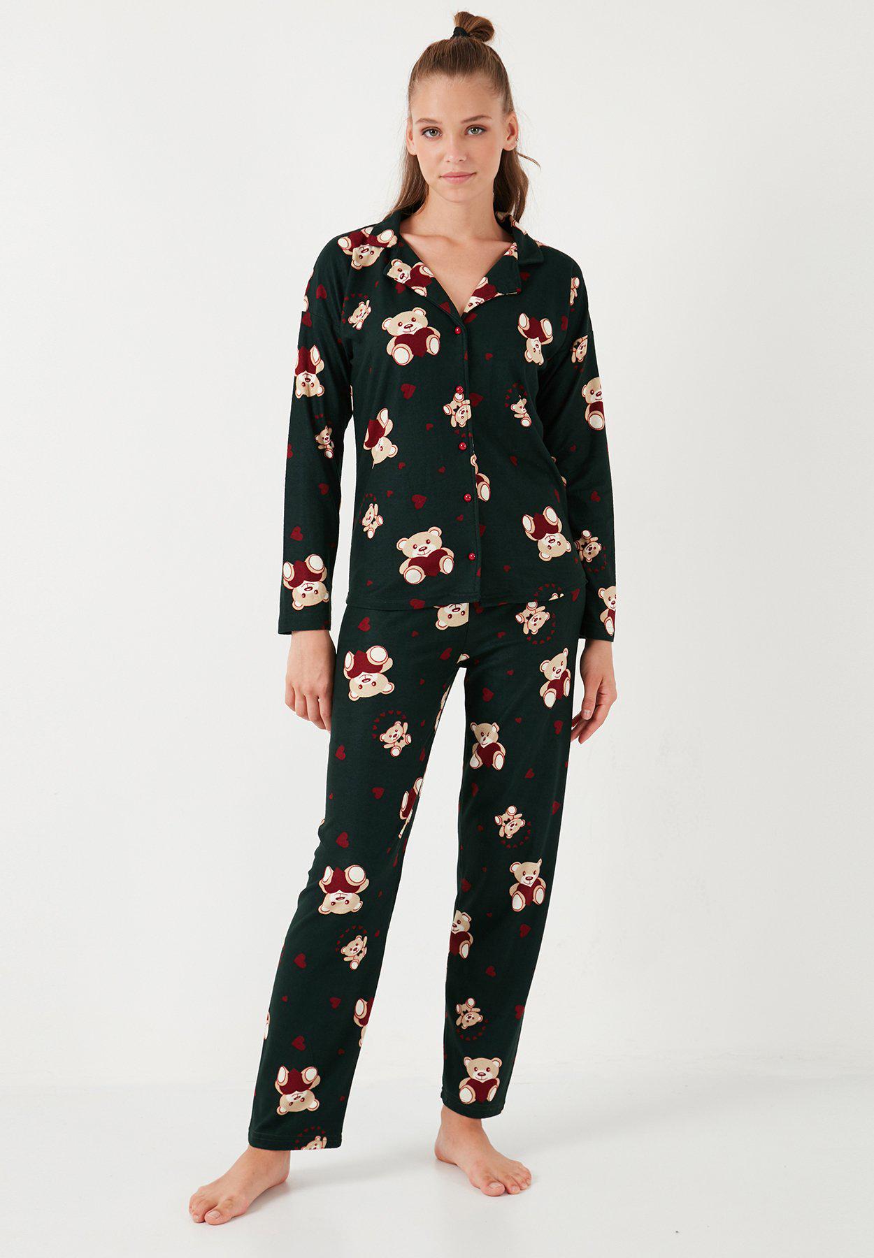 Пижама женская микрофлис Pijamoni 5660-10k на пуговицах с принтом XL Темно-зеленый (29954378) Пижама женская микрофлис Pijamoni 5660-10k на пуговицах с принтом XL Темно-зеленый (29954378)