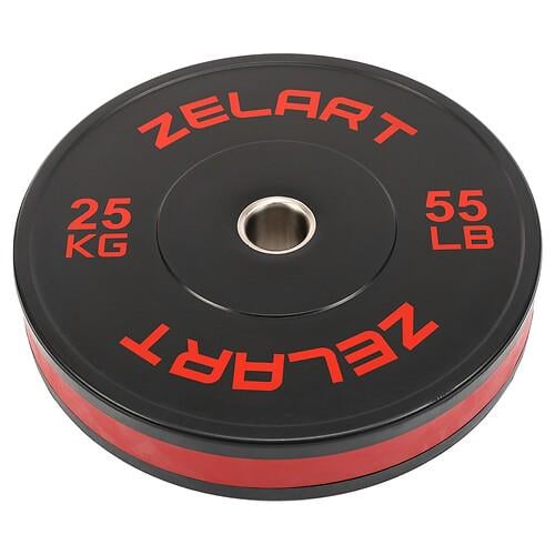 Бамперные диски резиновые Zelart TA-4790-25 Bumper Plates 25 кг Черно-красный (TA-4790-25)