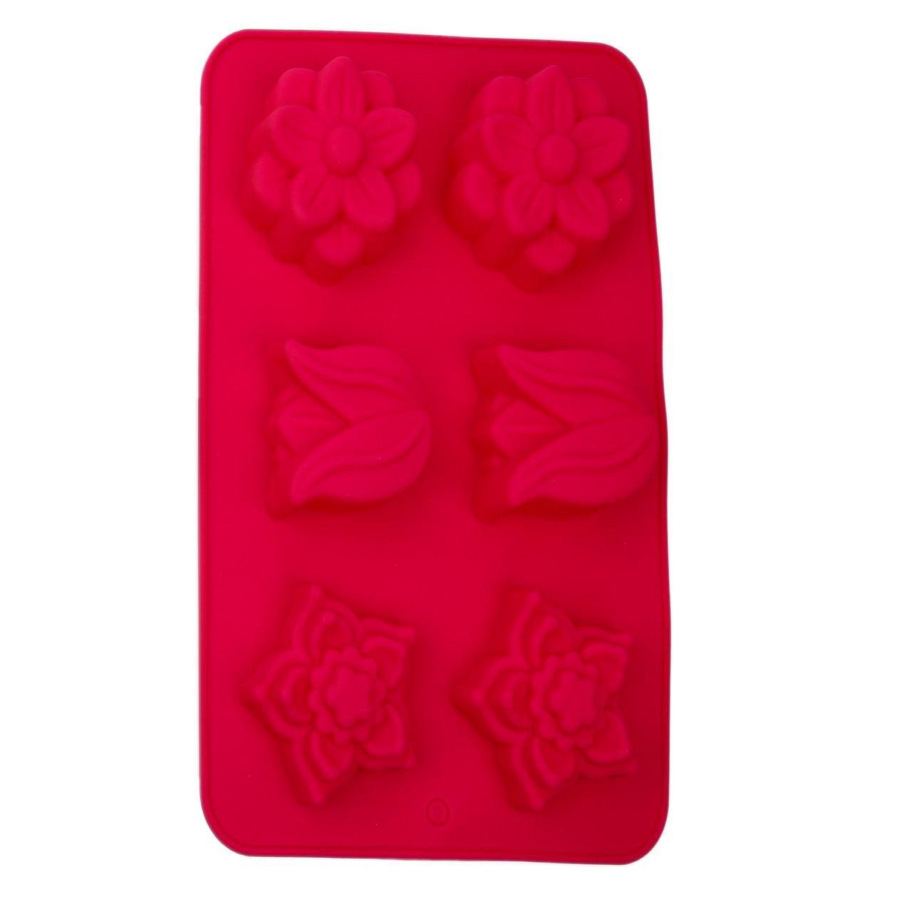 Форма силіконова для випікання Квіти Тюльпани 25,5х18 см 6 шт. Червоний (2358819253)