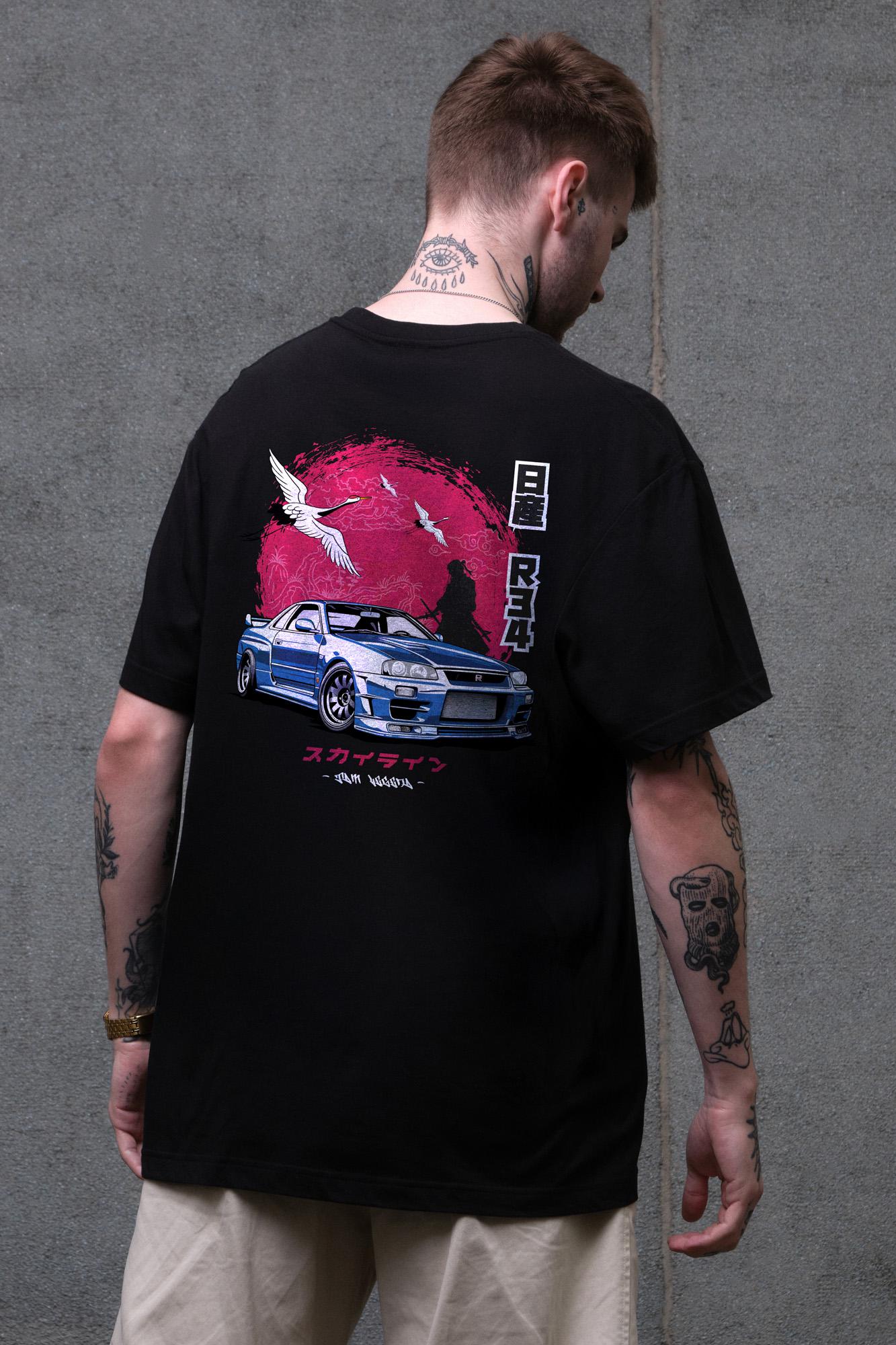 Футболка чоловіча Without з принтом Skyline оверсайз L/XL Black (L8049502)