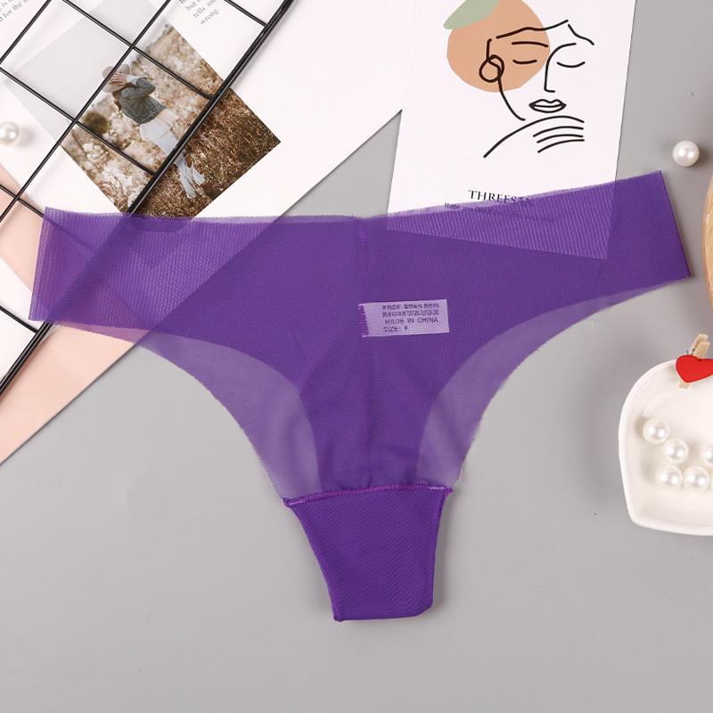 Трусики-тонг женские прозрачные One size Фиолетовый (31-28-1341-Ф)