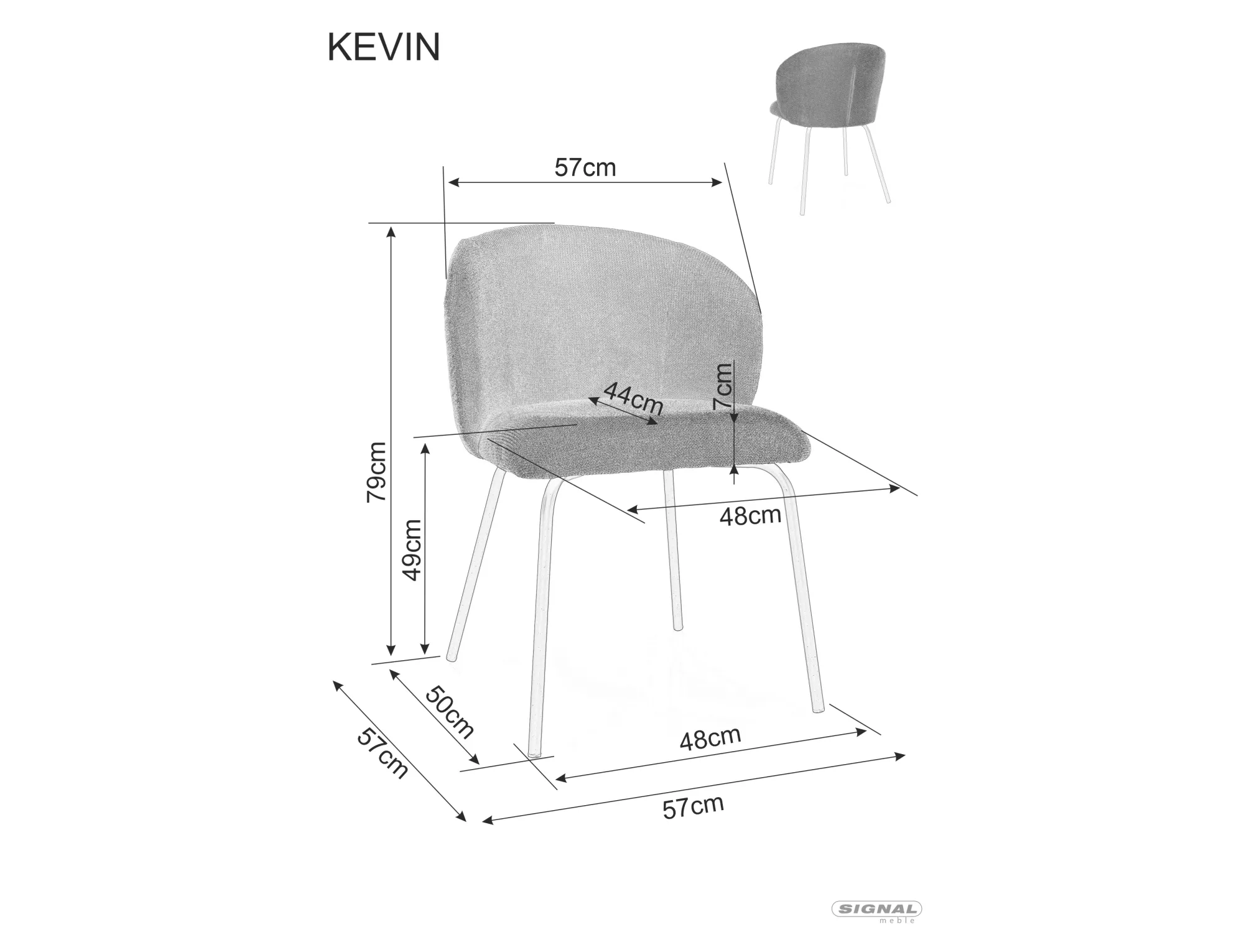 Стул кухонный Signal KEVIN VARDO Черный/Серый (15348136) - фото 4