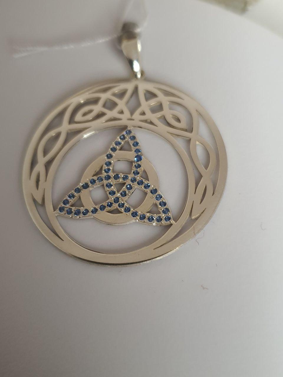 Срібний кулон підвіс триквер в лунниці 925 проба каміння циркон Синій (2785833337)