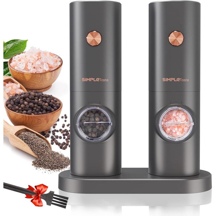 Млин для солі та перцю електричний SIMPLETaste з підставкою 2 пр. Сірий (2630011)