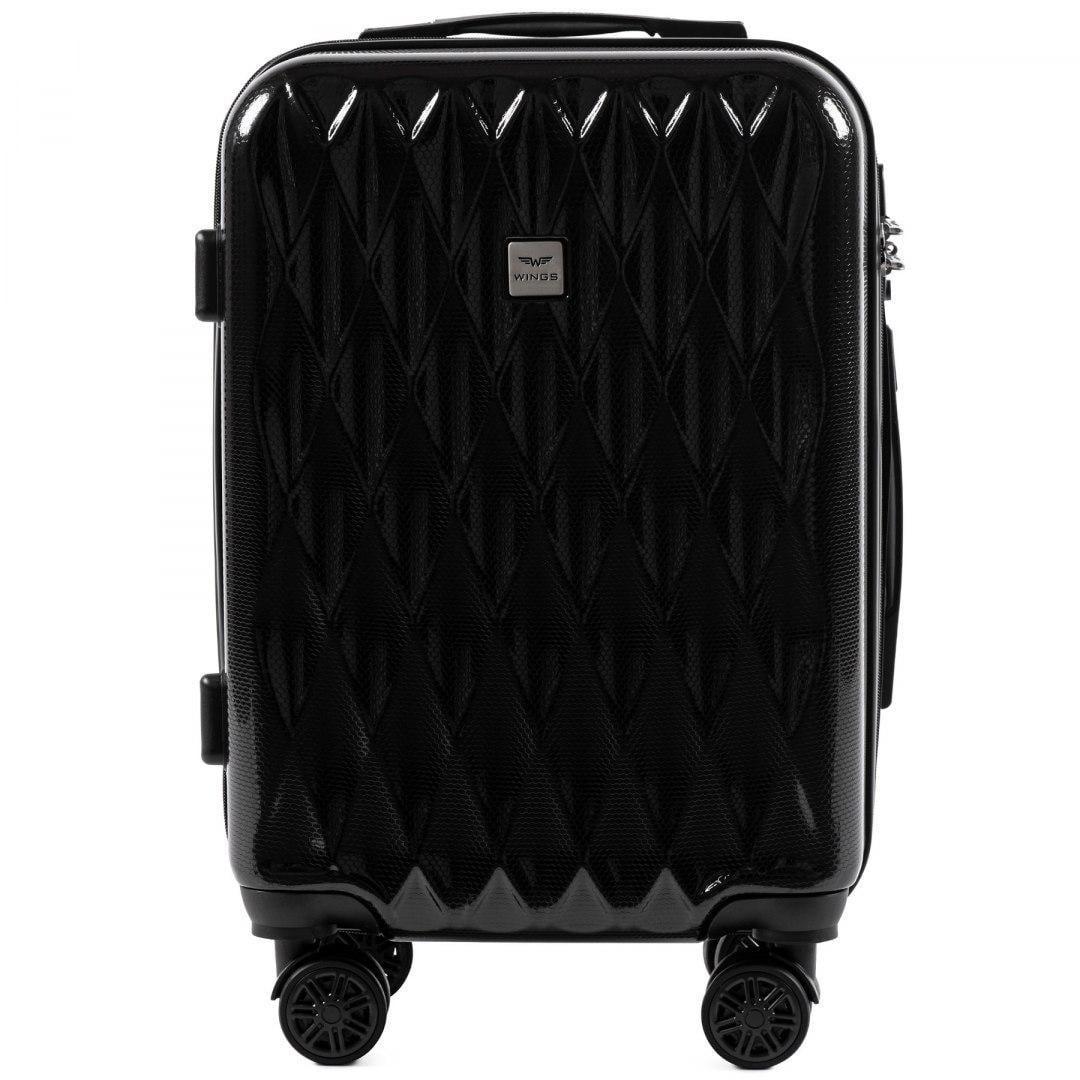 Чемодан Wings PC190 под ручную кладь из поликарбоната на 4 сдвоенных колесах 35 л Черный