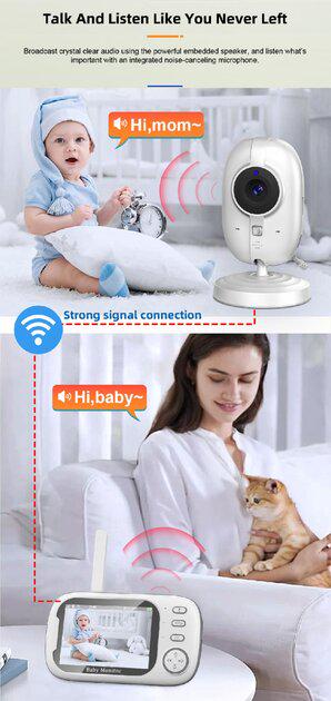 Відеоняня Baby Monitor ABM600 з датчиком звуку з портативним дисплеєм та вимірюванням температури - фото 4