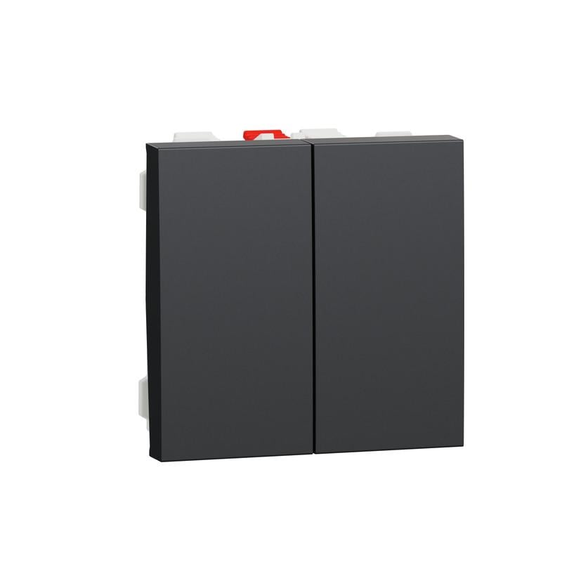 Вимикач прохідний Schneider Electric Unica New 2-клавішний схема 6 10 А 2 модулі ABS-UV Антрацит (NU321354)