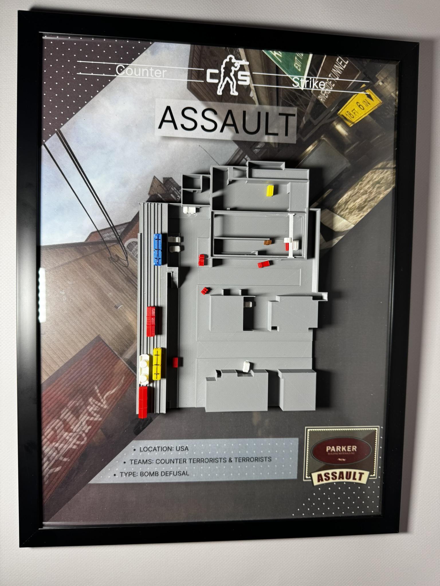 Карта 3D Assault по игре Counter Strike 30х40 см