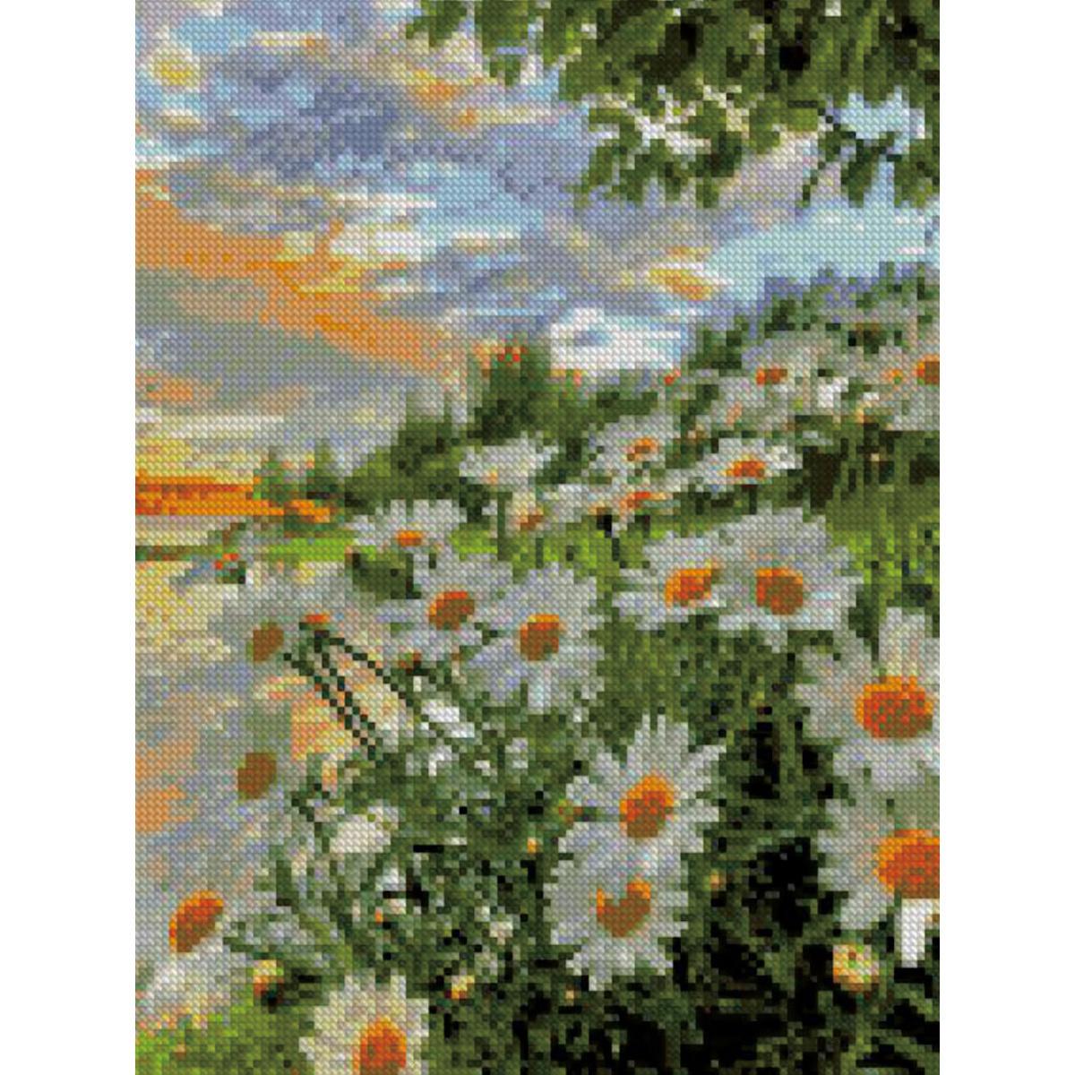 Алмазная мозаика Strateg Великолепные ромашки 30х40 см (Str-HX116)