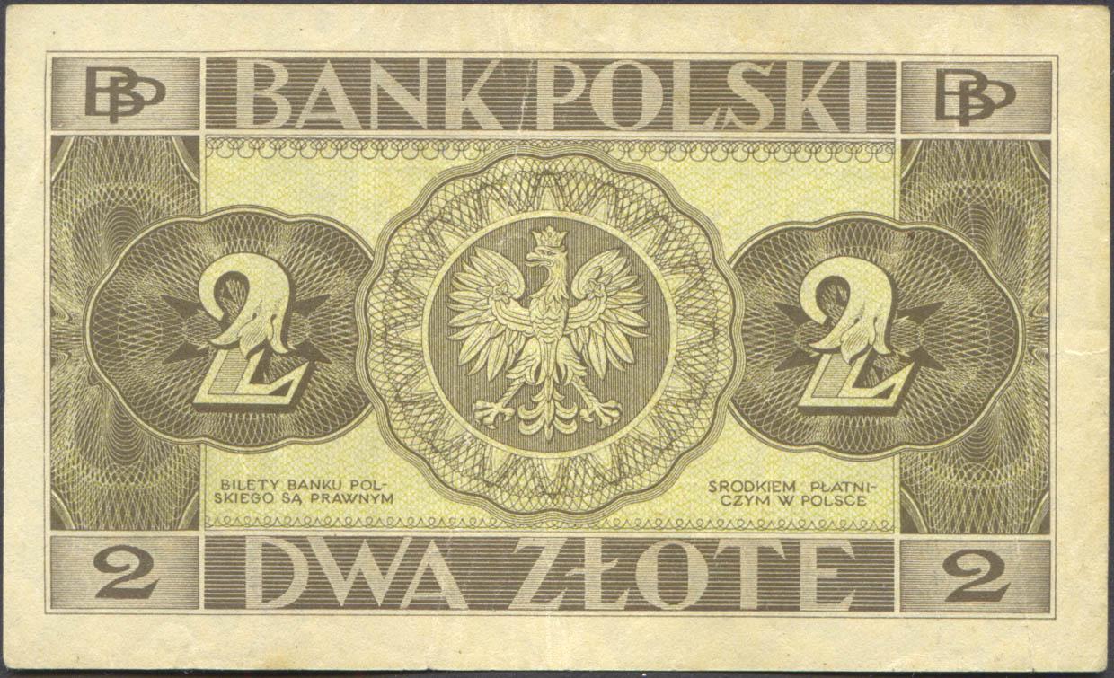 Коллекционная банкнота Польша 1936 2 злотых P76a VF Коллекционная банкнота Польша 1936 2 злотых P76a VF